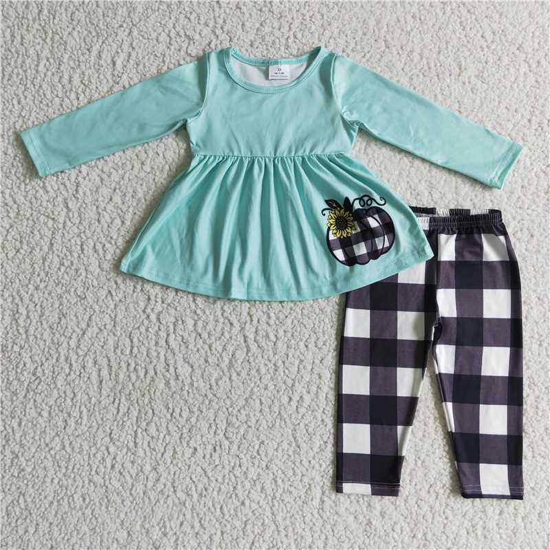SALES NEW Baby girls pumpkin plaid legging clothes sets