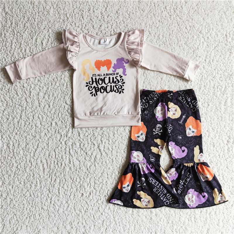 SALES NEW Baby Girls' Halloween Witches Outfit Set with Bell Pants Costume for Toddlers Kids' Party Wear