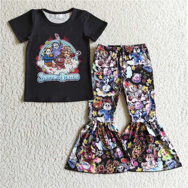 SALES NEW Baby Girls Halloween Bear Bell Pants Outfit Set Cute Costume Clothing Set for Infants