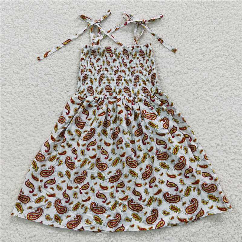 SALES NEW Baby Girls Knee-Length Elastic Dresses Dark Blue Floral Print Cute Infant Girl Dress for Special Occasions