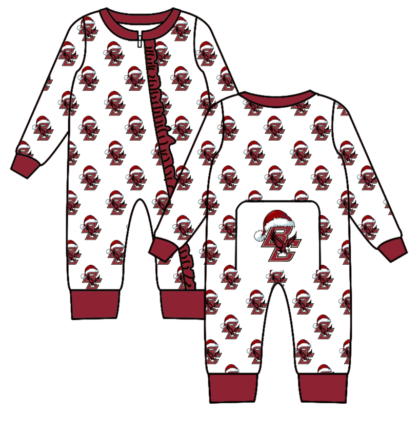 custom moq 5 eta 6-8weeks Red and white long sleeve team girls romper