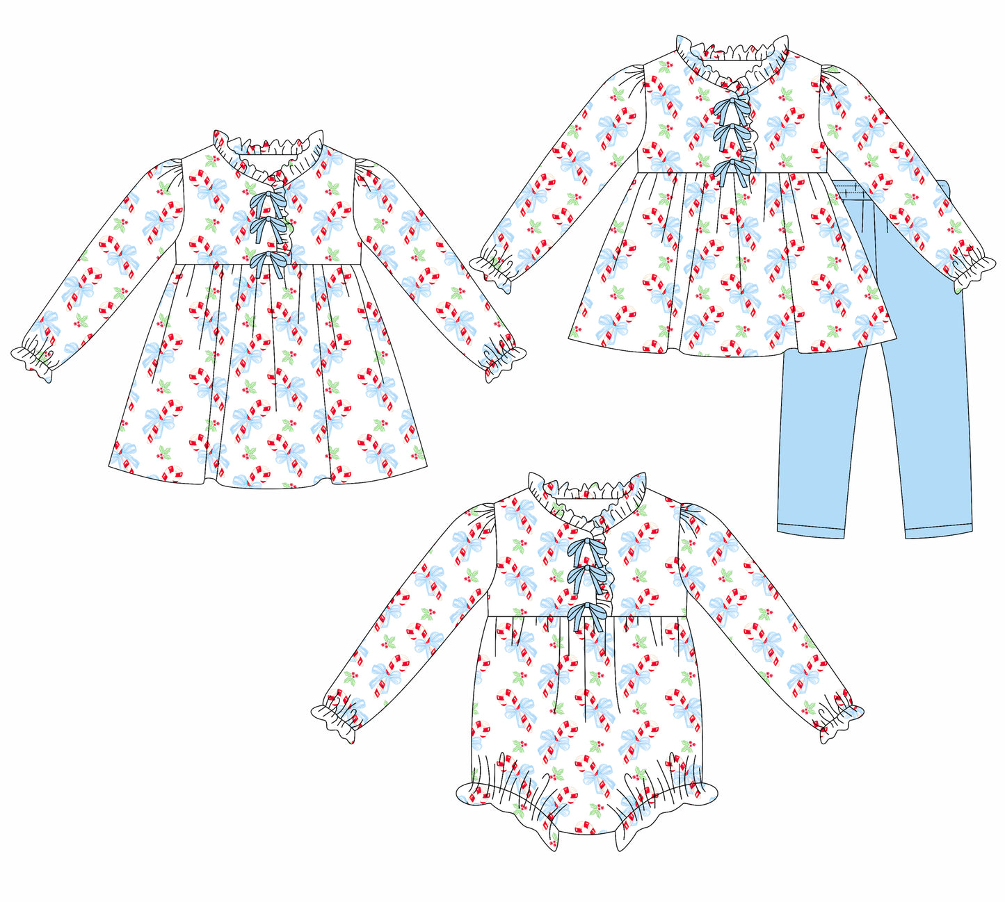 25.7.23 custom each style moq 5eta 4-6week Sibling Sisters Christmas baby girl long sleeve pants sets and dress and rompers match family design