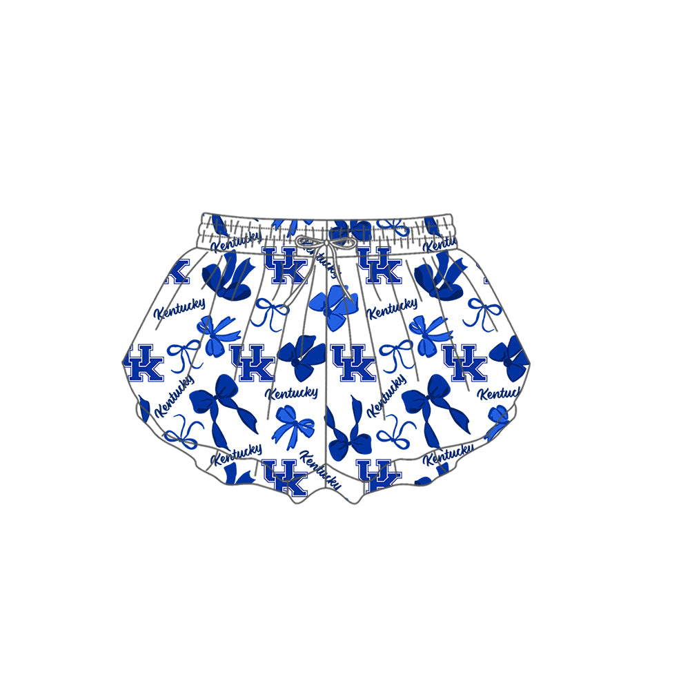 Custom moq 5 mix size milk silk summer teams Blue Bow Baby Girls Vest Top Skirt Shorts Sets Sleeveless Yoga Knee Length Dresses Yoga Shorts