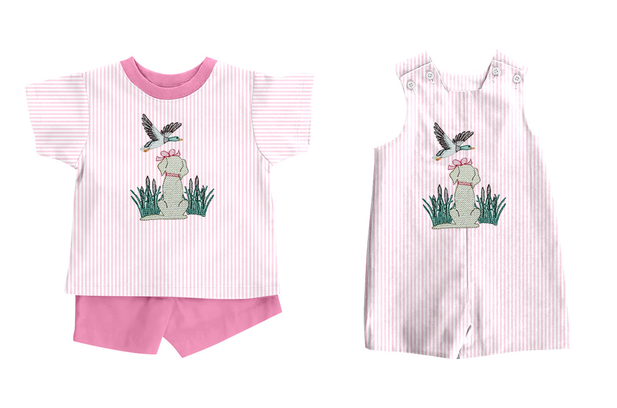 11.13 custom each style moq 5eta 4-6week Sibling Sister dog duck baby girl short sleeve shorts sets and rompers match design