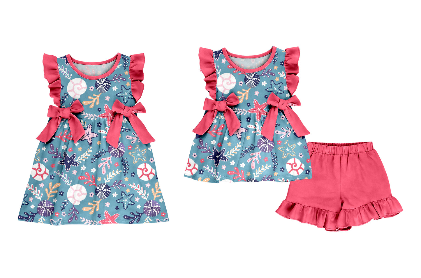2.26 Custom moq 5 mix size Sibling Baby Girl's Sleeveless Top And Shorts Set Cute Dress for Summer