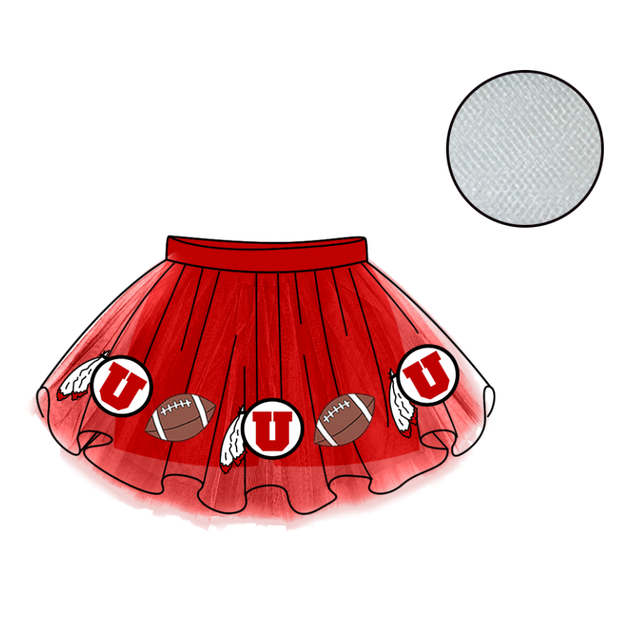 Custom moq 5 mix size milk silk summer teams Baby Girl's Red Mesh Skirt Summer Team Outfit
