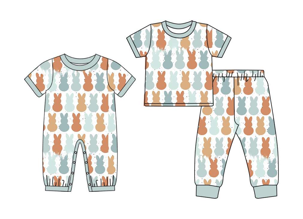 25.11.5 custom each style moq 5 eta 6-8week Sibling Sisters bunny baby boy clothes short sleeve pants sets and romper match family design
