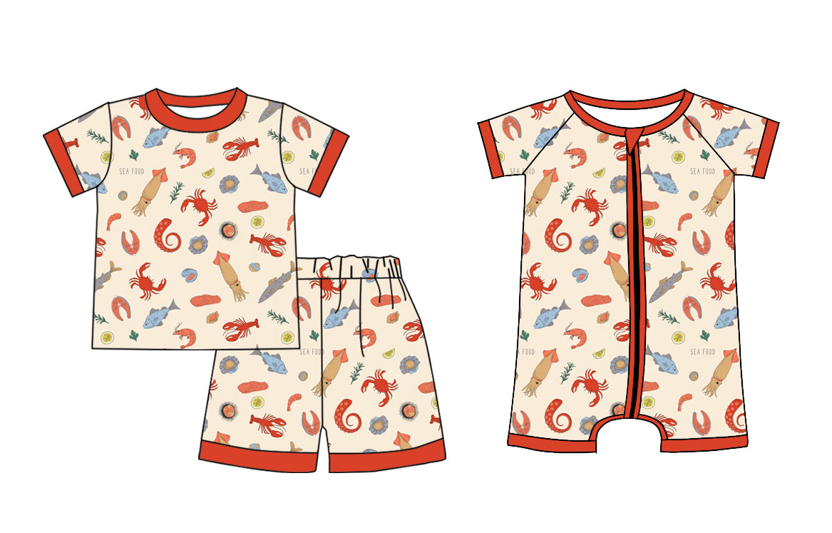 12.24 custom each style moq 5eta 4-6week Sibling Sister crayfish baby boy short sleeve shorts sets and rompers match design