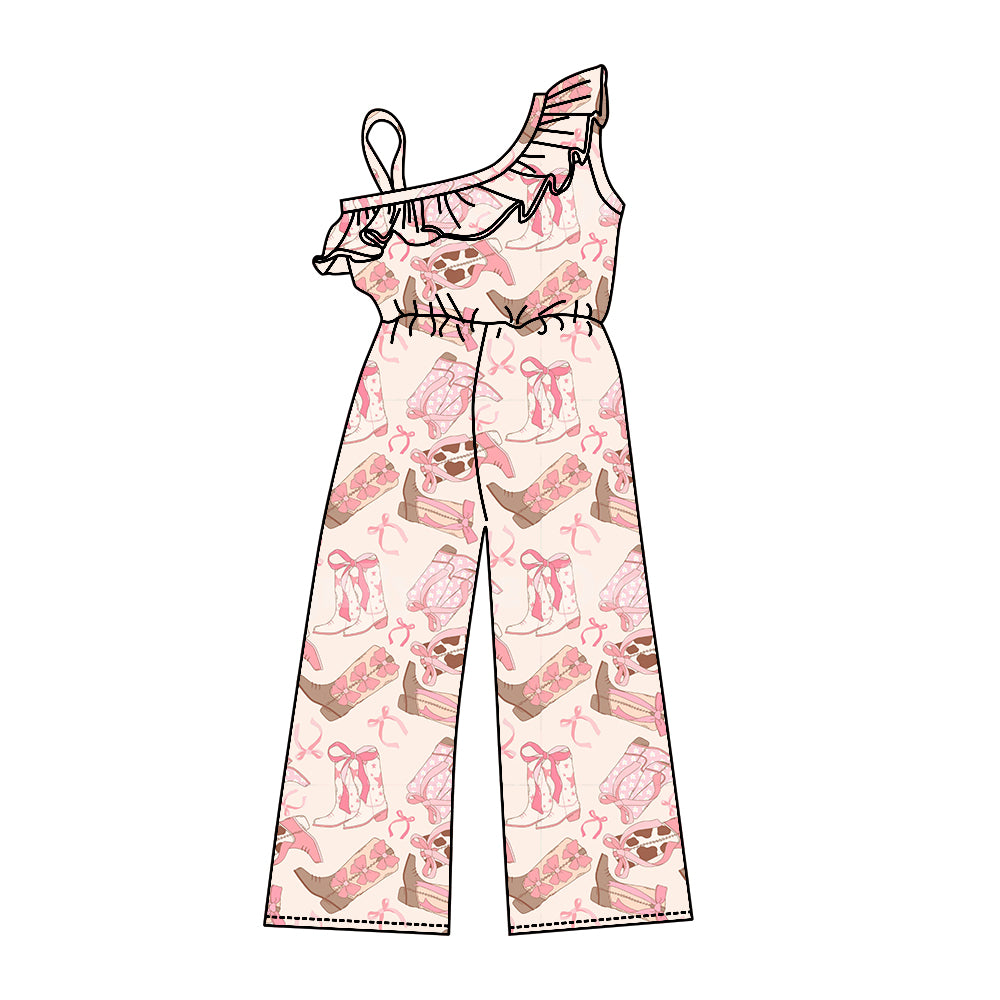 8.27 custom each style moq 5eta 4-6week baby girls clothes boots bow pink long sleeve baby girls jumpsuit