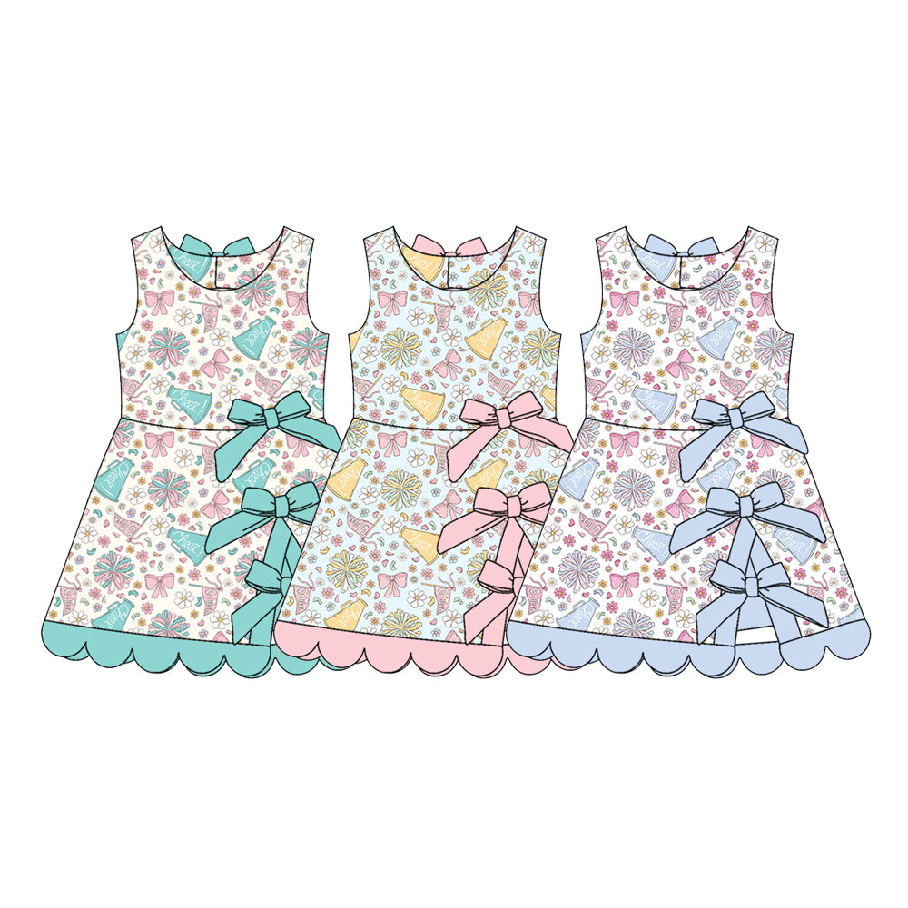2.27 Custom moq 5 mix size Sibling Baby Girl's Bow and flower print Sleeveless Yoga Dress Cute Toddler Girls' Summer Casual Dress