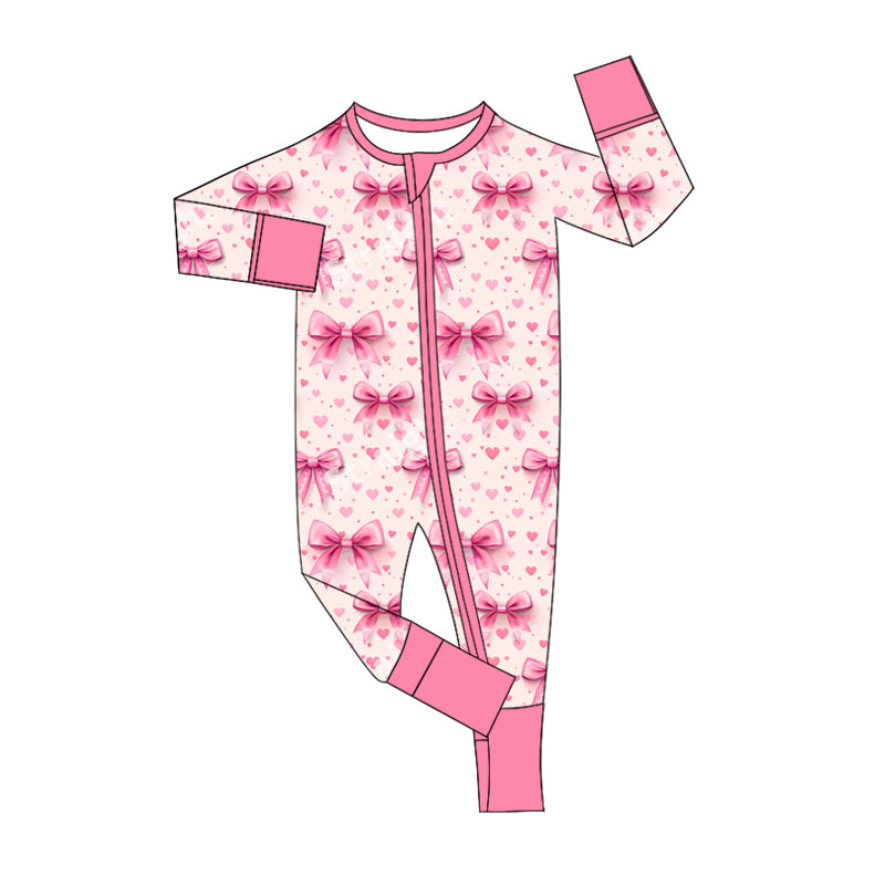 10.19 custom each style moq 5eta 4-6week Sibling bow pink baby girl sets and rompers match family design