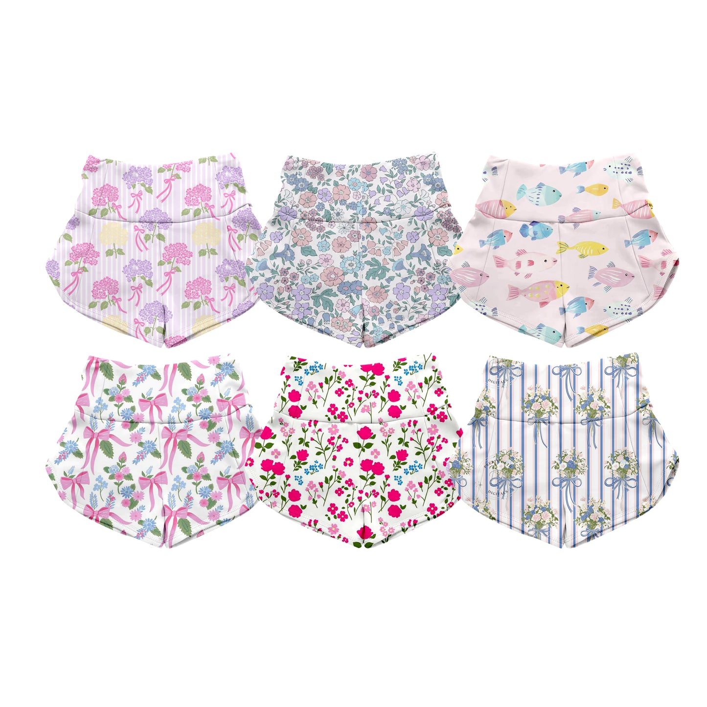 3.19 Custom moq 5 mix size Sibling Baby Girl Floral Print Shorts