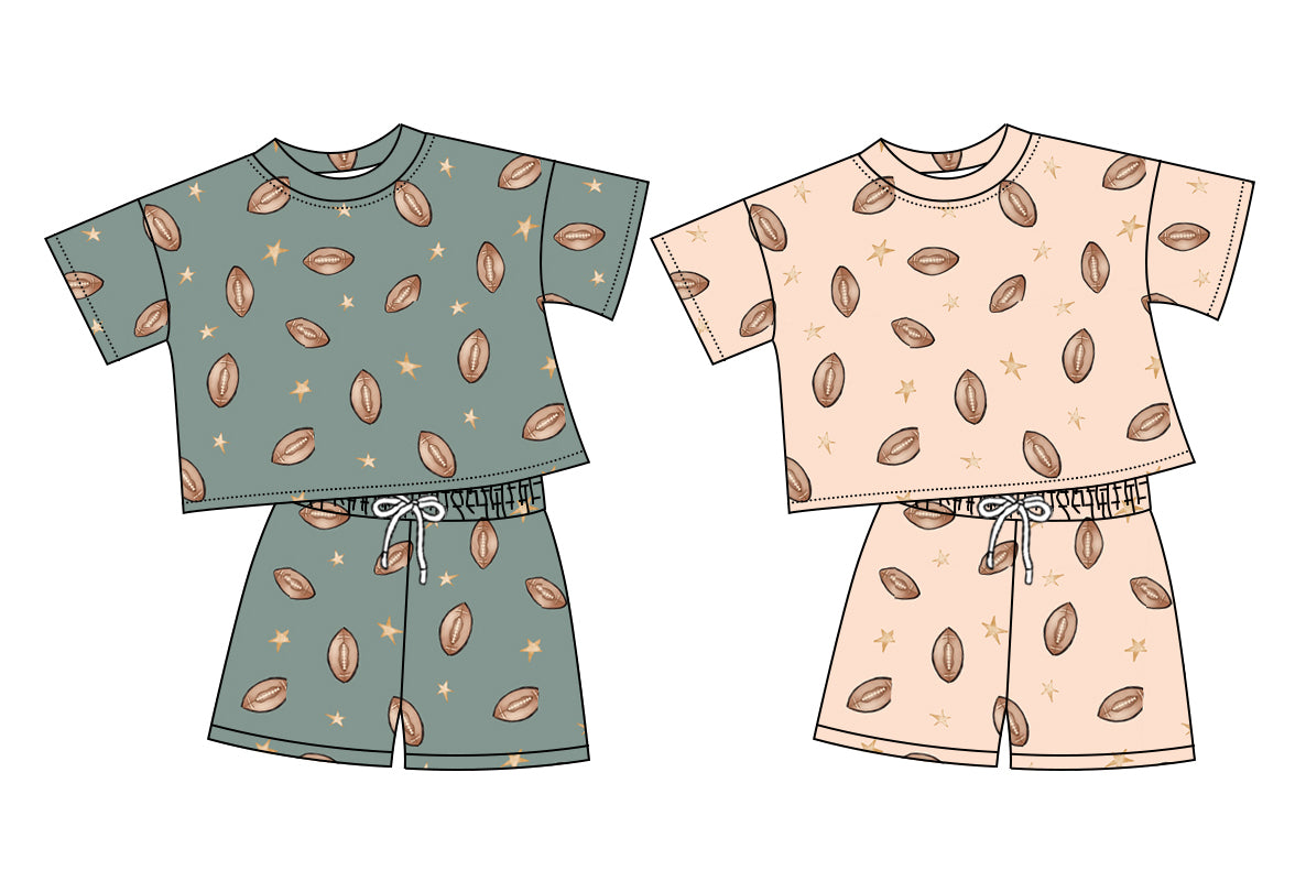 2.11 custom each style moq 5eta 4-6week Sibling Sister rugby baby girls short sleeve shorts sets and set 2 match design