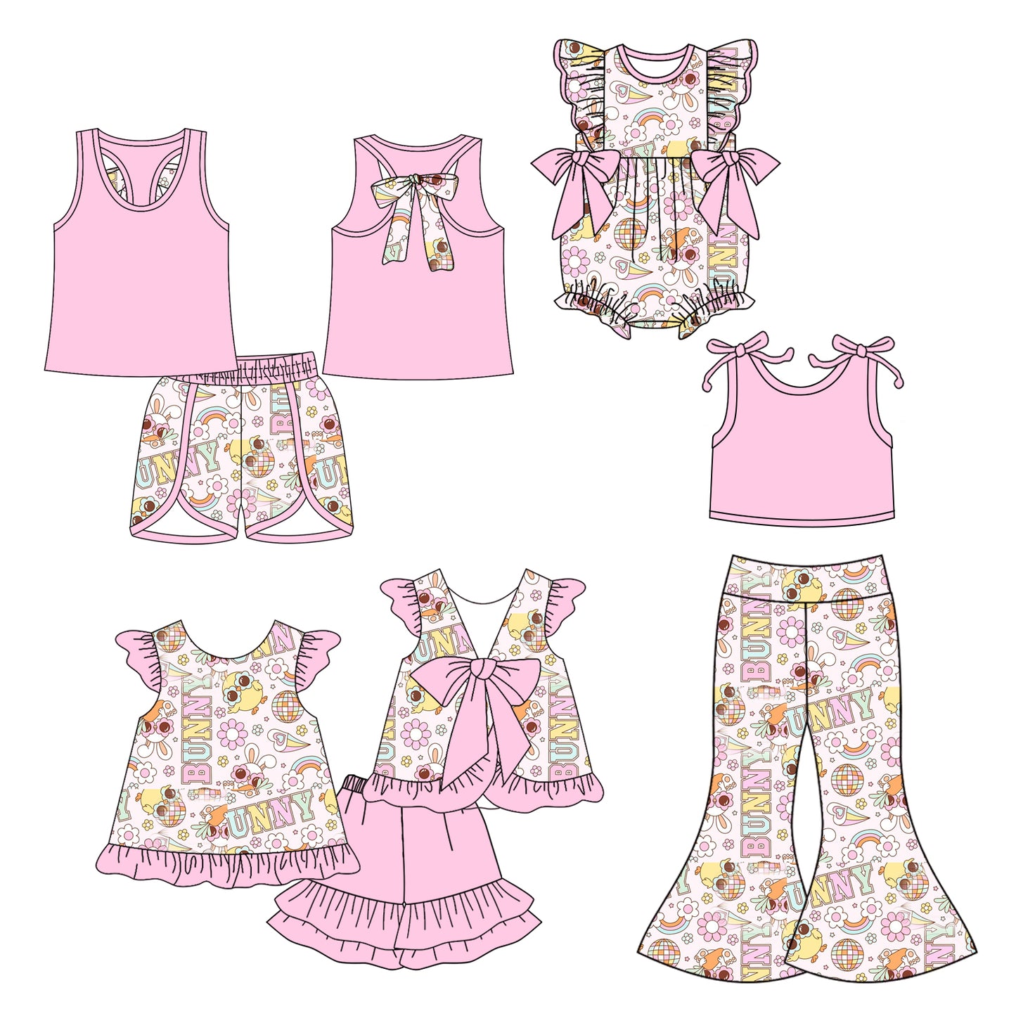 25.12.3 custom each style moq 5 eta 6-8week Sibling Sisters baby girl short sleeve pants sets and shorts set 2 and rompers match family design