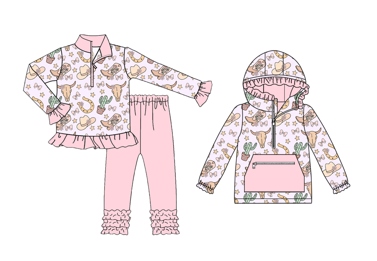 25.9.9 custom each style moq 5eta 4-6week Sibling Sisters cow head baby girl long sleeve pants sets and top match family design