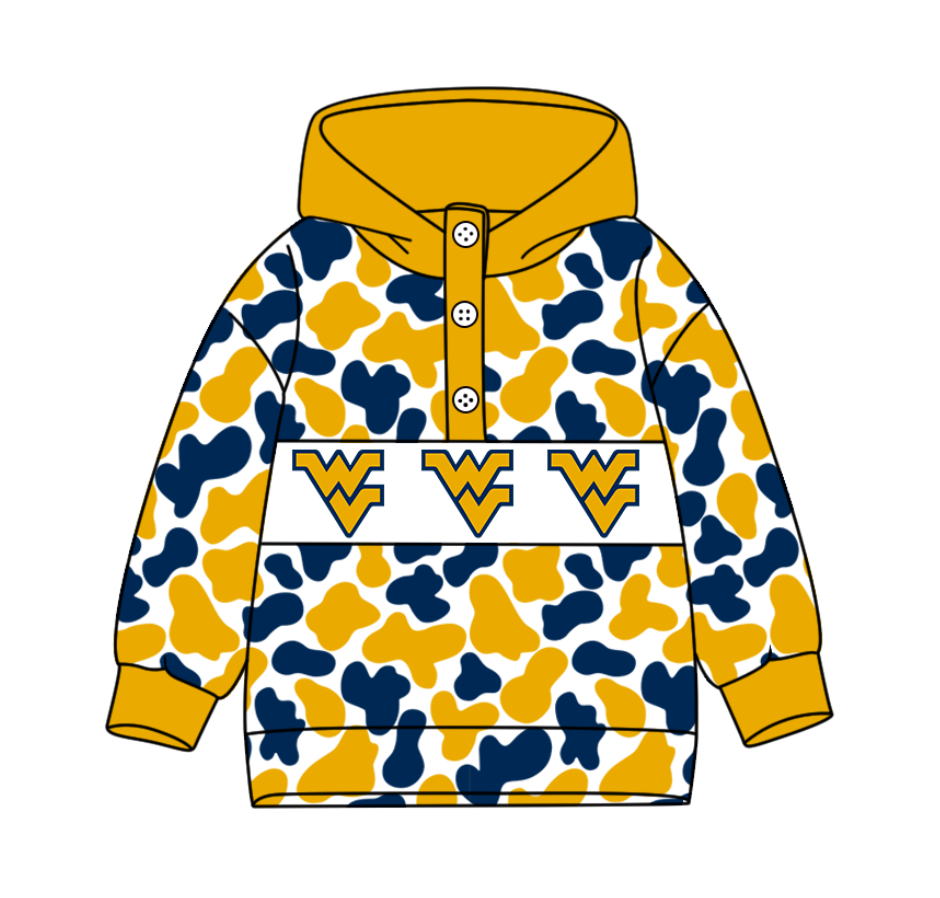 3-Custom moq 8 mix size milk silk summer team baby boy clothes camouflage yellow and blue hooded long sleeve top-25.10.9
