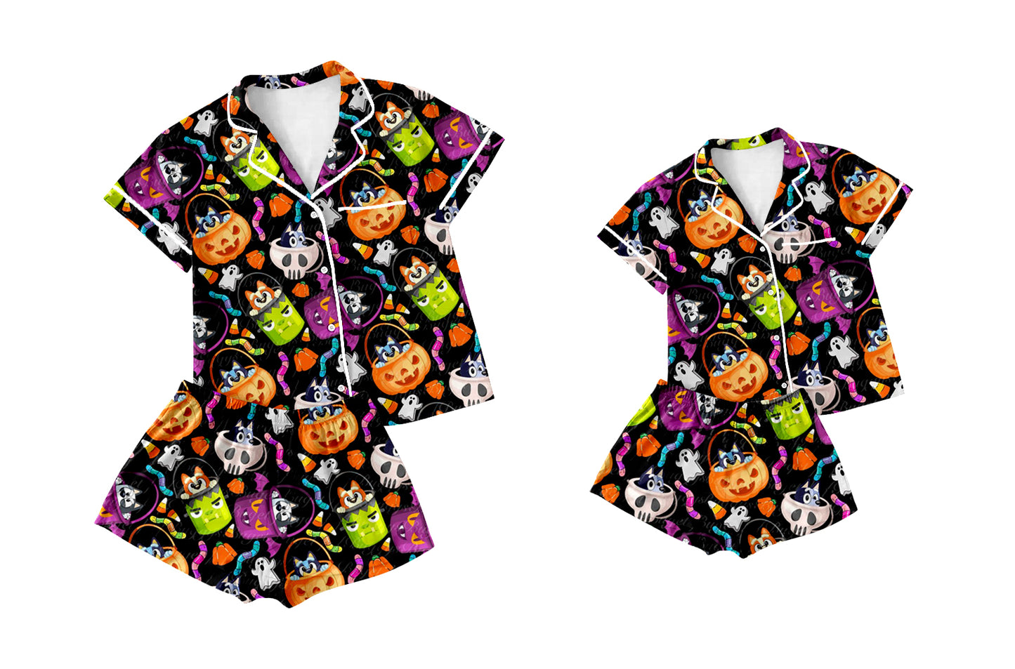 5.6 custom each style moq 5eta 4-6week Sibling Sister pumpkin short sleeve shorts sets and adult sets match design