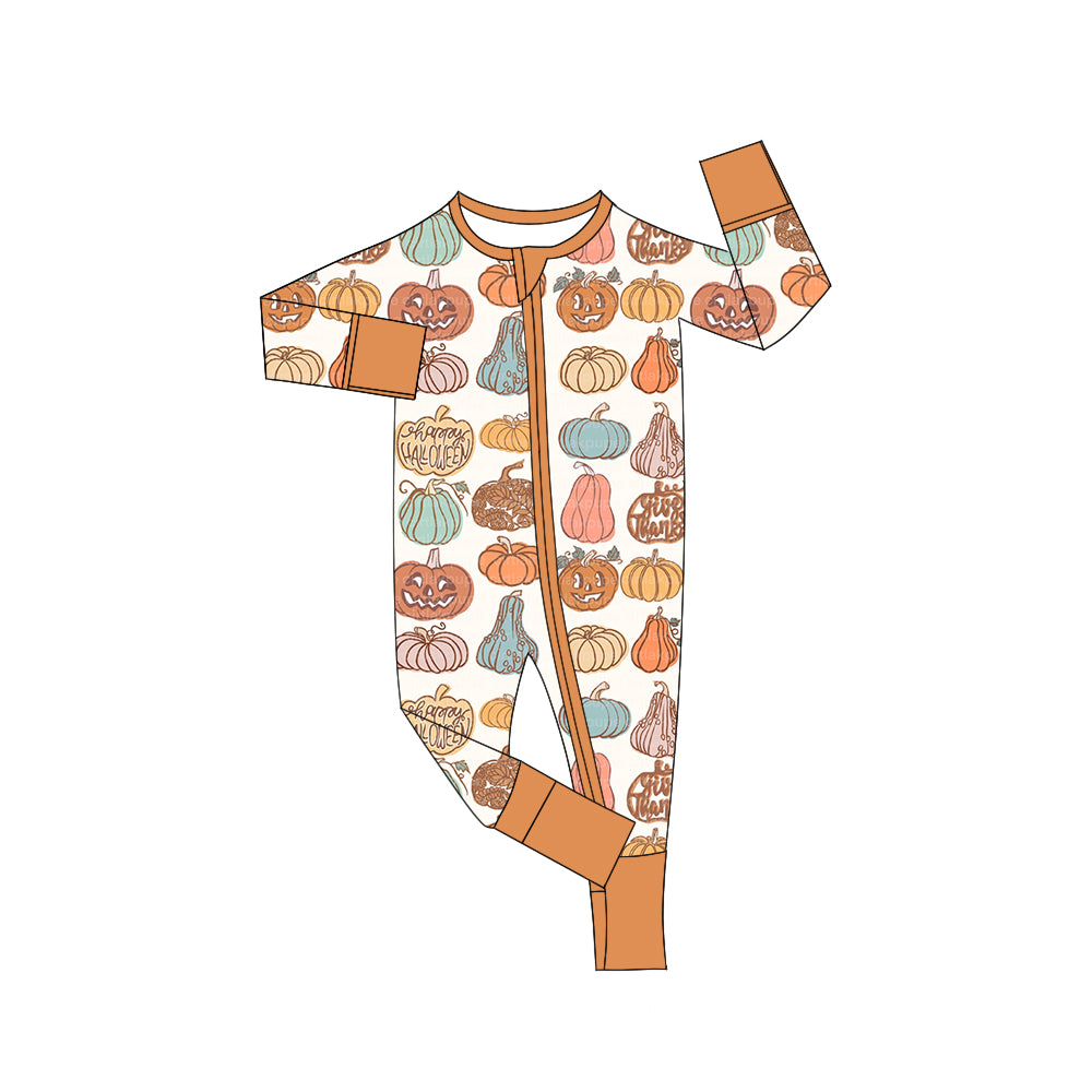 5.22custom each style moq 5eta 4-5week Sibling Sister Halloween pumpkin boys outfits and dress match family design