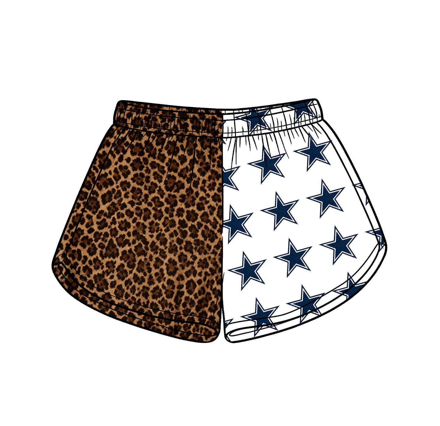 Custom moq 5 mix size milk silk summer teams Adult And Kids Leopard Patchwork Star Summer Casual Shorts