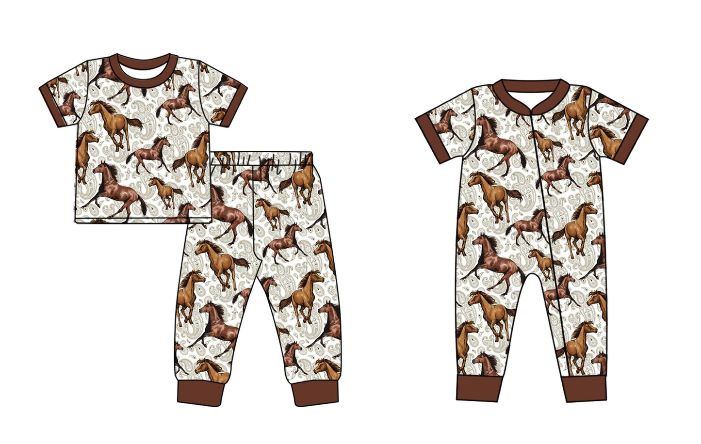 11.6 custom each style moq 5eta 4-6week Sibling Sister horse baby girls short sleeve sets and rompers match design