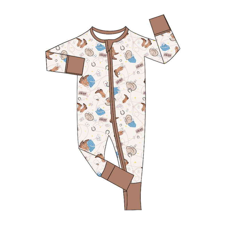 10.11 custom each style moq 5eta 4-6week Sibling Sister cowboy boots brown baby boys sets and rompers match family design