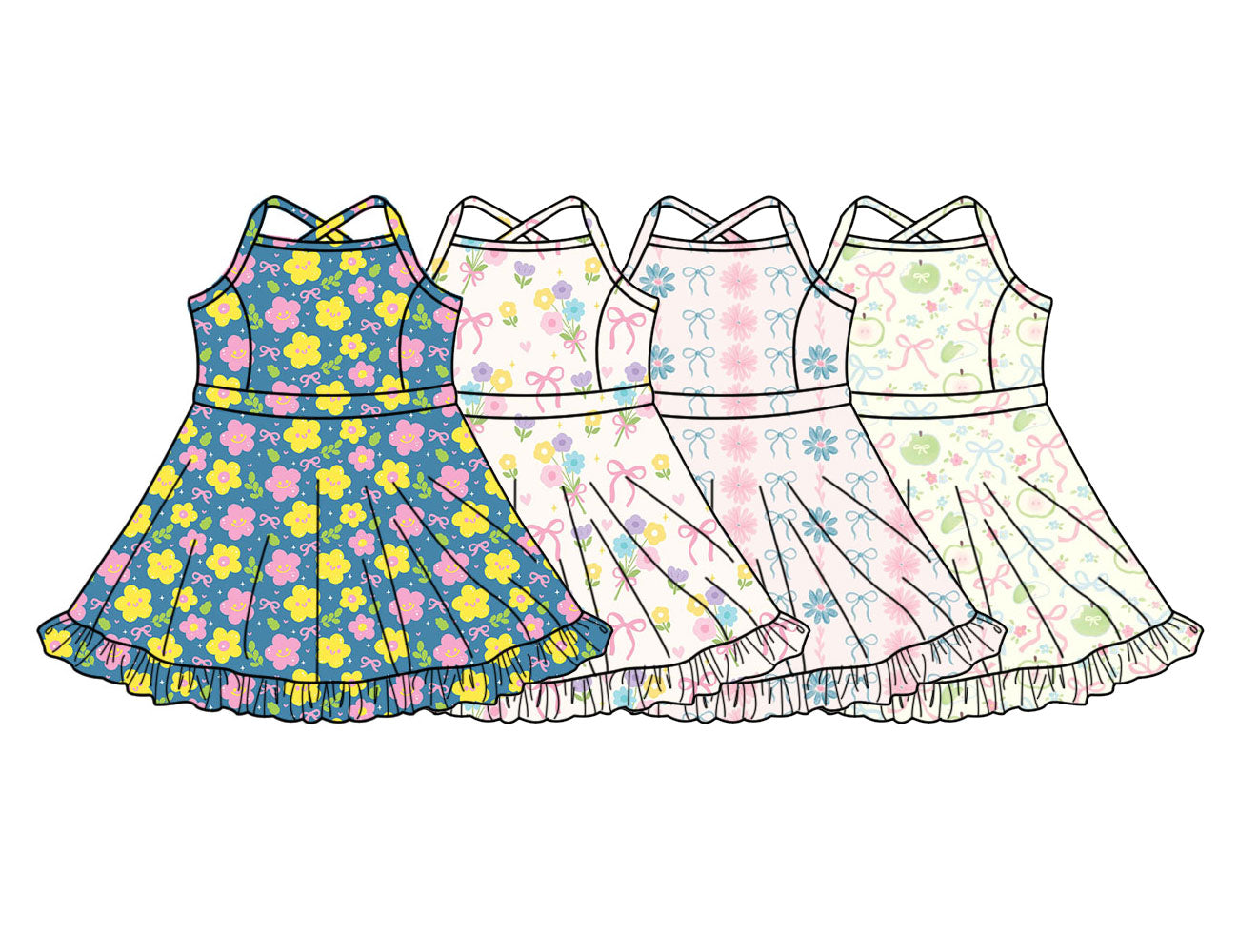 25.11.8 custom each style moq 5 eta 6-8week Sibling Sister bow floral baby girl sleeveless dress 4 match design