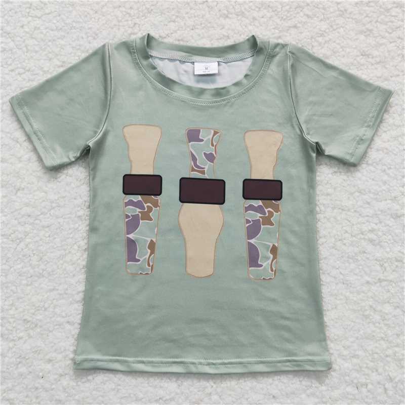 RTS NO MOQ(In Stock ) Camouflage bottle green short-sleeved top