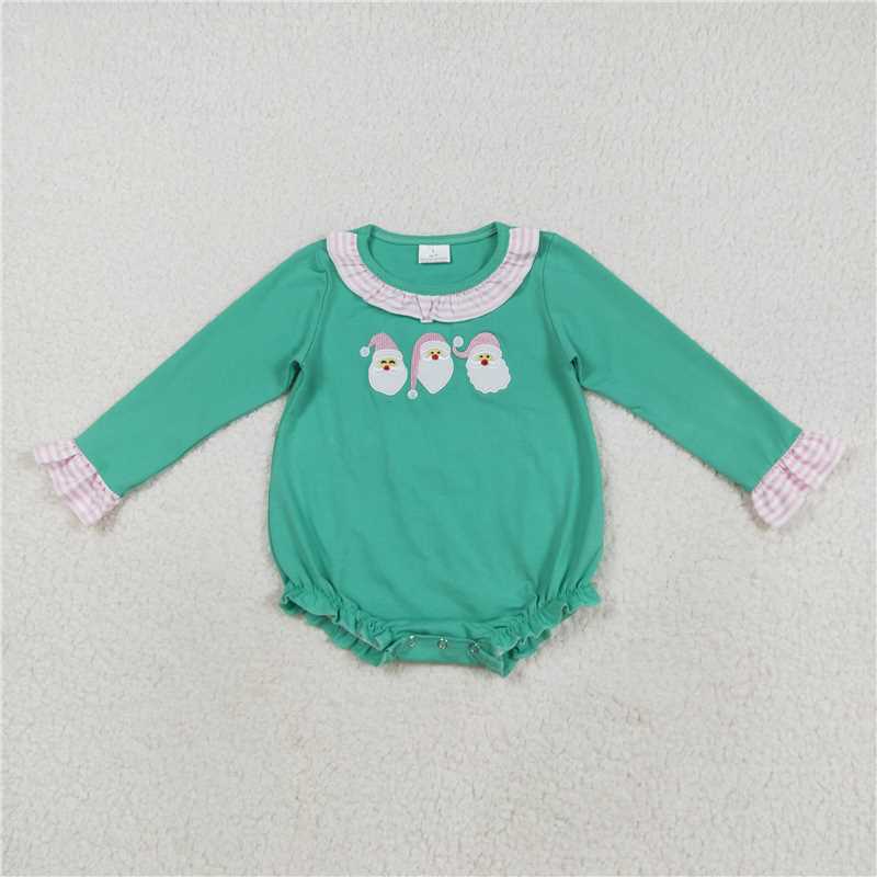 RTS NO MOQ(In Stock) LR2412 Baby Girl clothes Christmas long sleeve bodysuit with embroidered