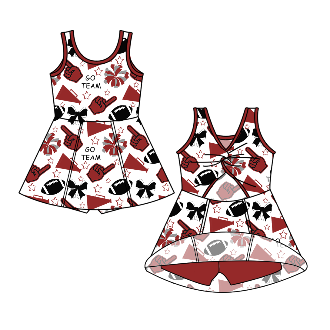 Custom moq 5 mix sizes summer teams baby girls clothes team brick red short sleeve skirts shorts sets and dress-25.6.7