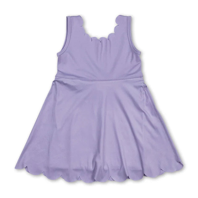 RTS NO MOQ Sibling Baby Girls Sleeveless Activity Wear Yoga Ruffle Knee Length Dresses