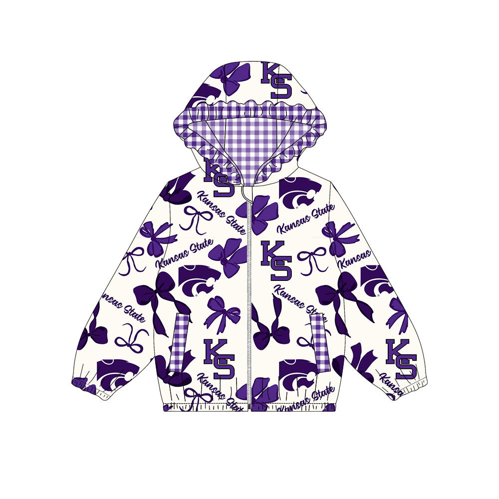 Custom moq 8 mix size milk silk summer team baby girls clothes bow purple hooded long sleeve top-25.9.26