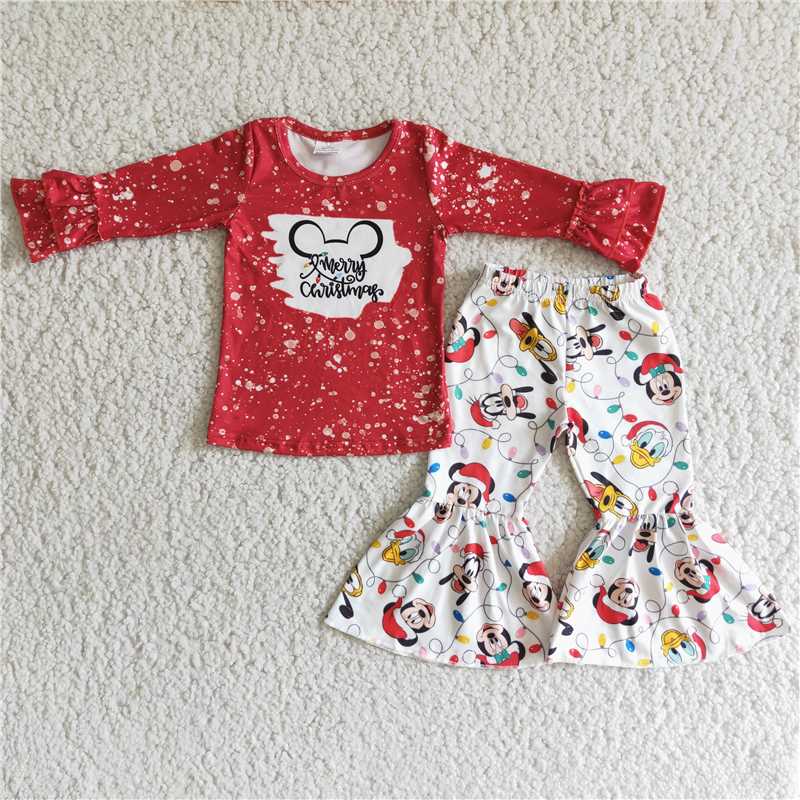 SALES NEW Red Cartoon Castle bell bottom pants sets