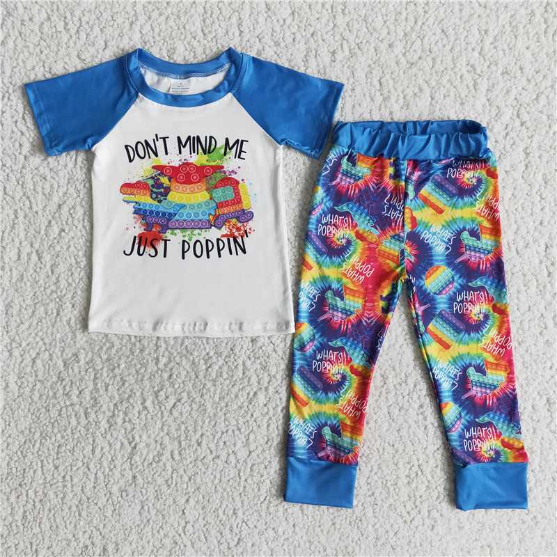 SALES NEW Baby boys cartoon just dots blue pants sets