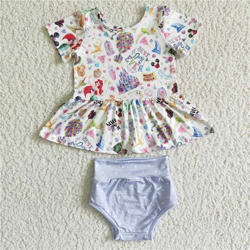 SALES NEW Sibling Baby girls cartoon summer bummie sets