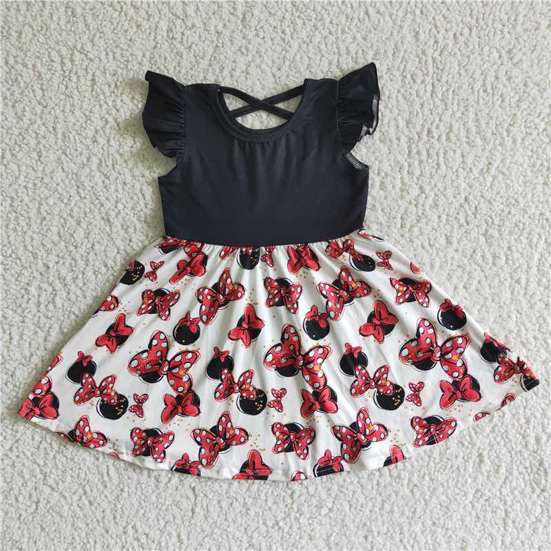 SALES NEW Baby Girls Summer Red Bow Knee-Length Dress Cute Children's Clothing Infant Dresses Summer for Girls
