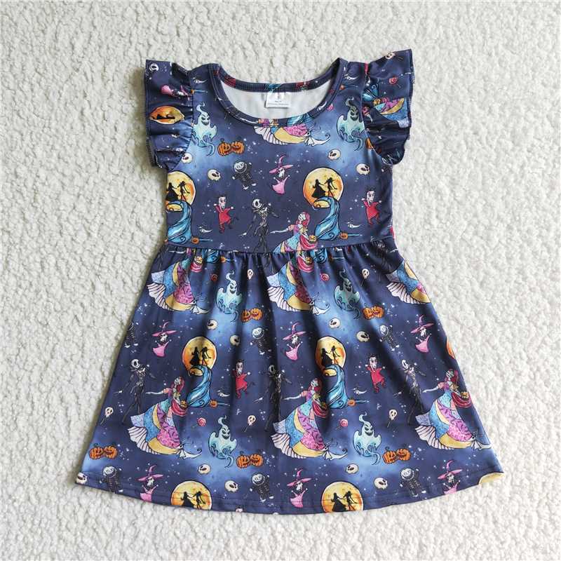 SALES NEW Baby Girls Halloween Flutter Sleeve Dresses Cute Costume for Toddlers Kids' Holiday Fashion