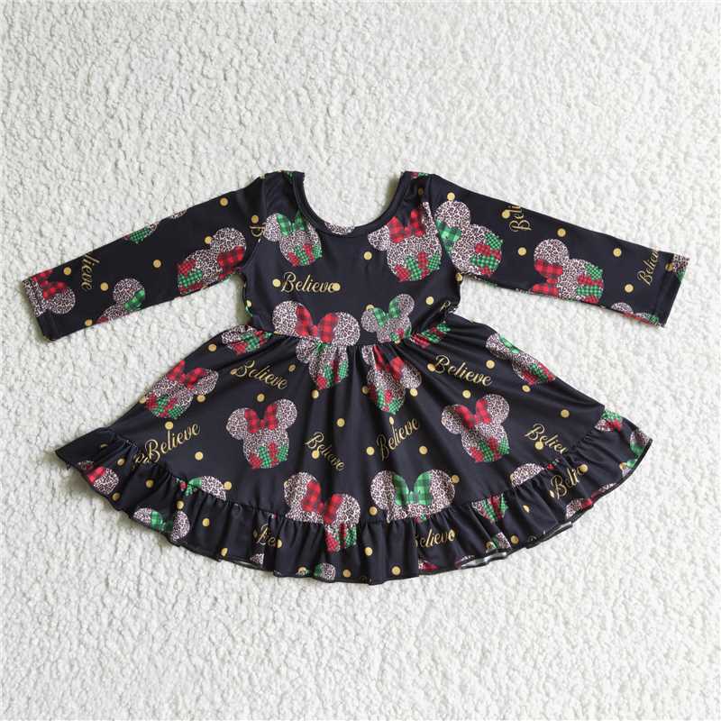 SALES NEW Baby Girls Christmas Black Ruffle Dresses Cute Festive Outfit for Holiday Parties And Photoshoots