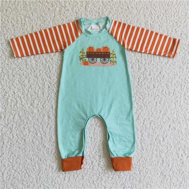 SALES NEW Baby boys pumpkin tractor rompers