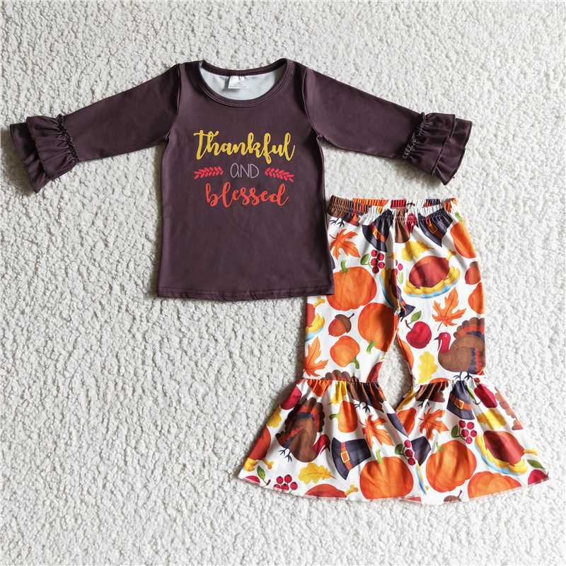 SALES NEW Baby Girls thankful and blessed thanksgiving pants sets