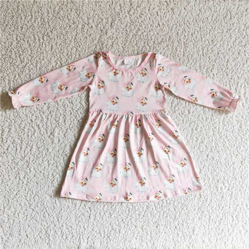 SALES NEW Baby Girls Pink Santa Long Sleeve Christmas Dress Cute Holiday Outfit for Little Ones