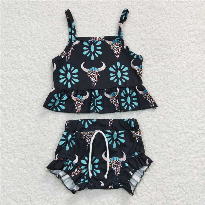 SALES NEW Baby Girls Turquoise Western Cow Bummie Clothes Sets