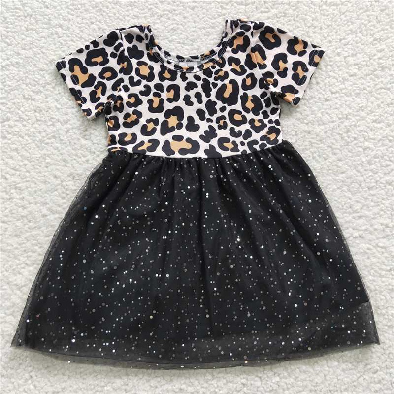 SALES NEW Baby Girls Leopard Print Tulle Knee-Length Dress Cute Toddler Girls Outfit Soft Cotton Leopards Skirt for Kids