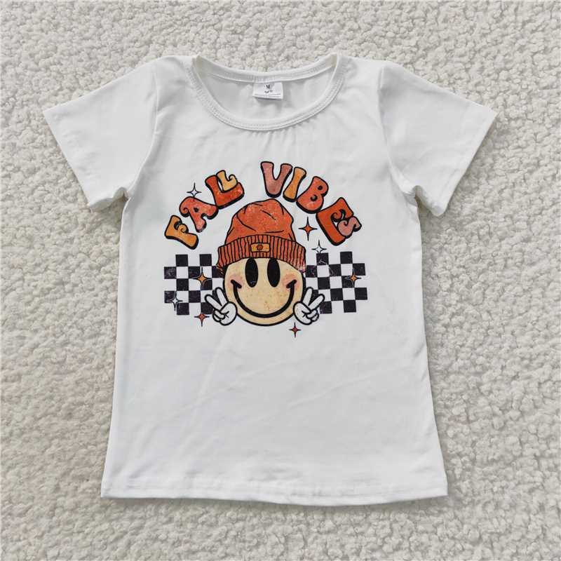 SALES NEW Fall Fashion Girls Short Sleeve Tee Shirts Baby Smile Tops Little Girl's Clothing