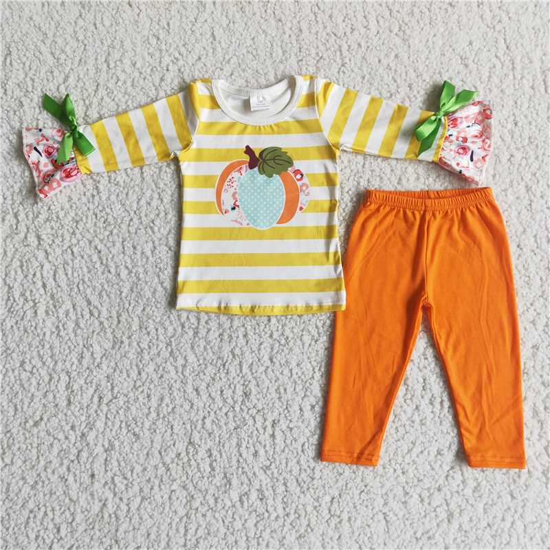 SALES NEW Pumpkin yellow stripe set