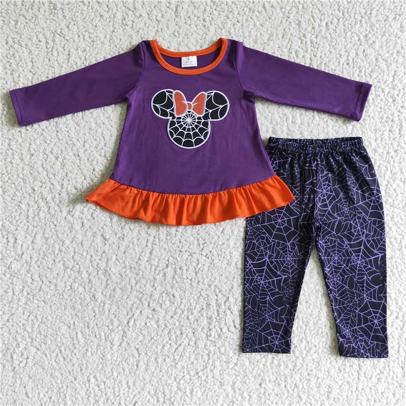SALES NEW Baby Girls Spider Halloween Legging Pant Sets Cute Outfit for Infants Baby Girl's Costume Set with Spider Design