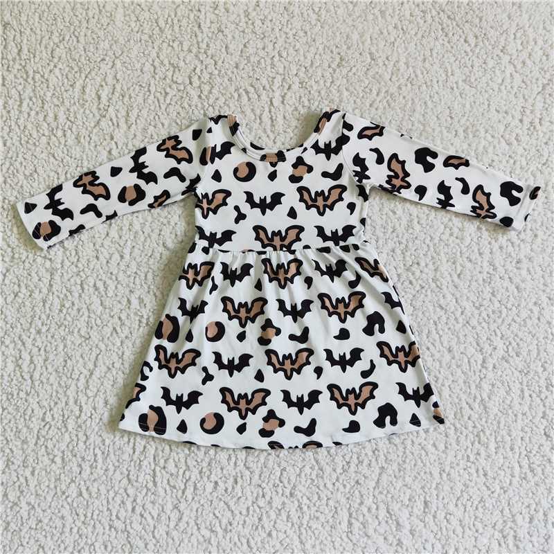 SALES NEW Baby Girls Leopard Bat Knee-Length Dress Cute Animal Print Dress for Little Girls Baby Clothing