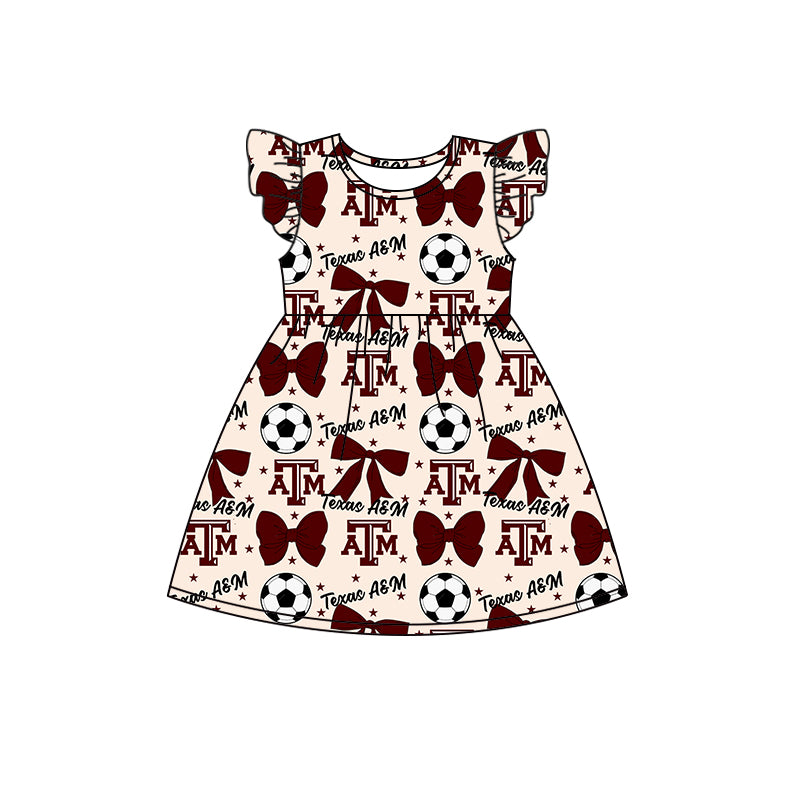 Custom moq 5 each style summer teams baby girls clothes team bow brick red long sleeve hooded pants sets and dress 1 and dress 2 and romper-25.6.14