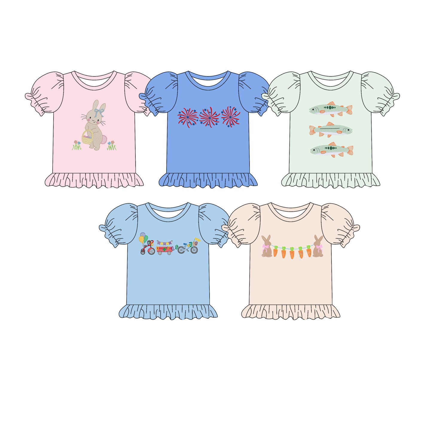 25.11.11 custom each style moq 5 eta 6-8week Sibling Sisters baby girl short sleeve top 5 match family design