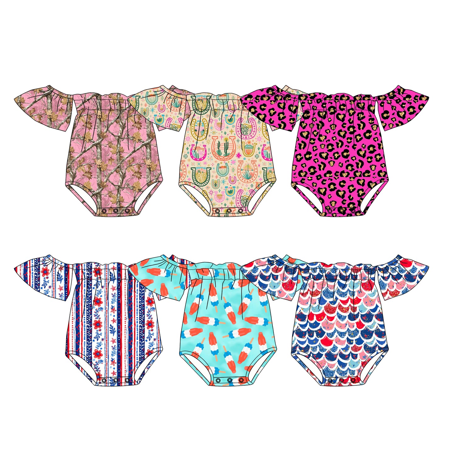 3.6 Custom moq 5 mix size Sibling Summer Rompers for Baby Girls Short Sleeve Body Clothes