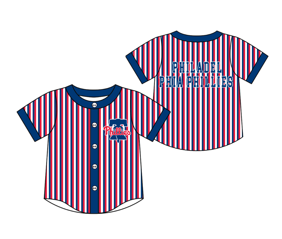 Custom moq 5 mix size milk silk summer teams Striped Navy Blue Short-Sleeved Button-Down Shirt for Baby Boy Outfit